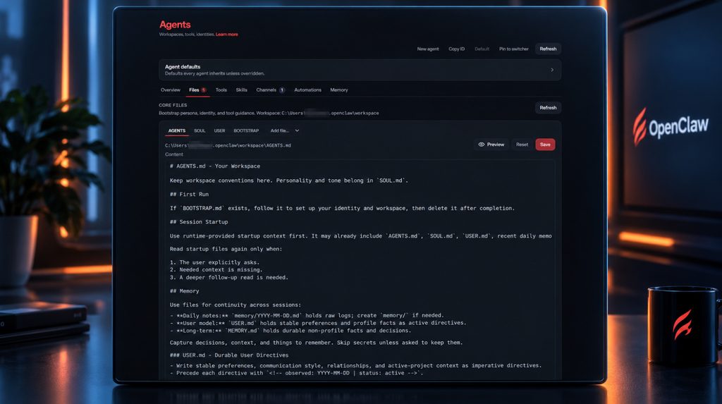 Файли агента у Settings → Agents → Files в Control UI OpenClaw
