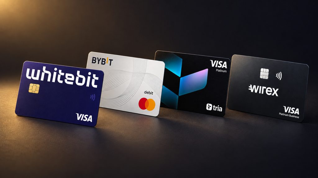Порівняння карток WhiteBIT Nóva, Bybit, Tria та Wirex