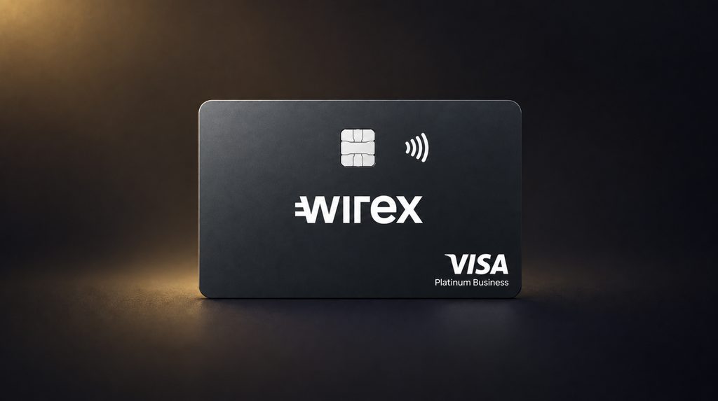 Чорна картка Wirex Visa з логотипом сервісу