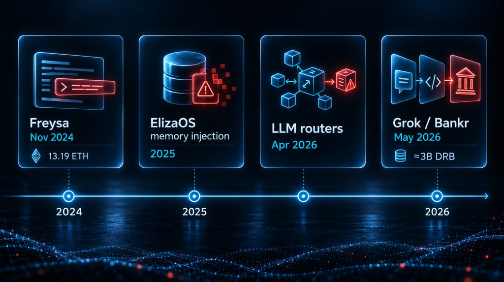 Инциденты с AI-агентами Freysa, ElizaOS, LLM routers и Grok Bankr