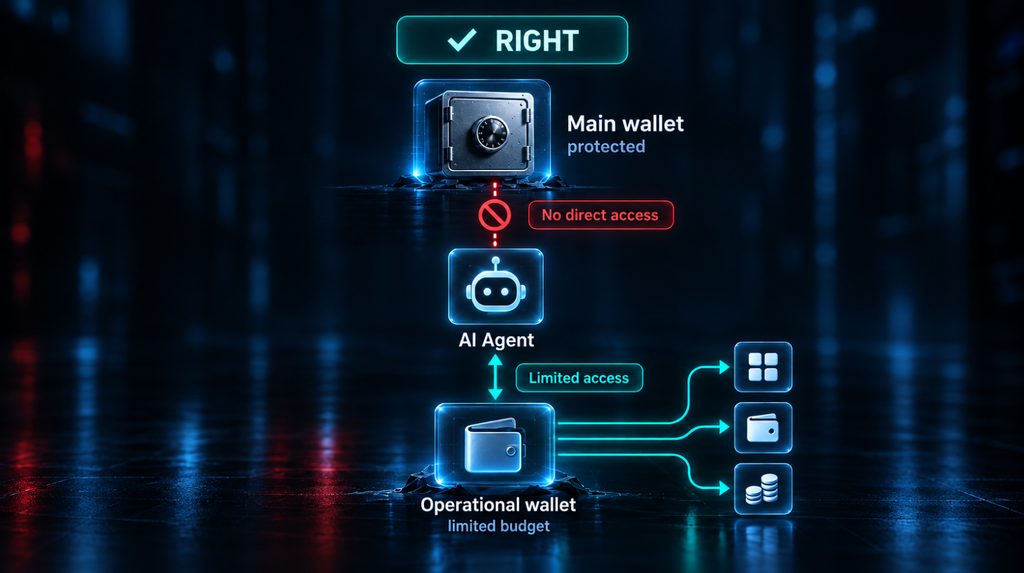 Безопасная схема отдельного операционного кошелька для AI-агента