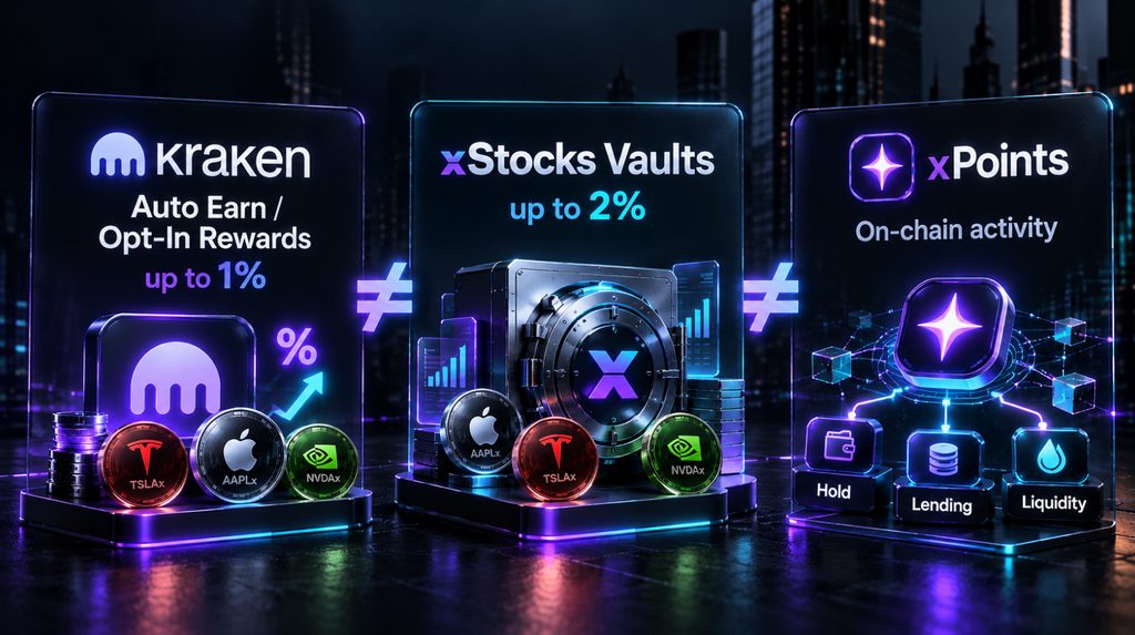 Auto Earn, xStocks Vaults і xPoints — винагороди за xStocks