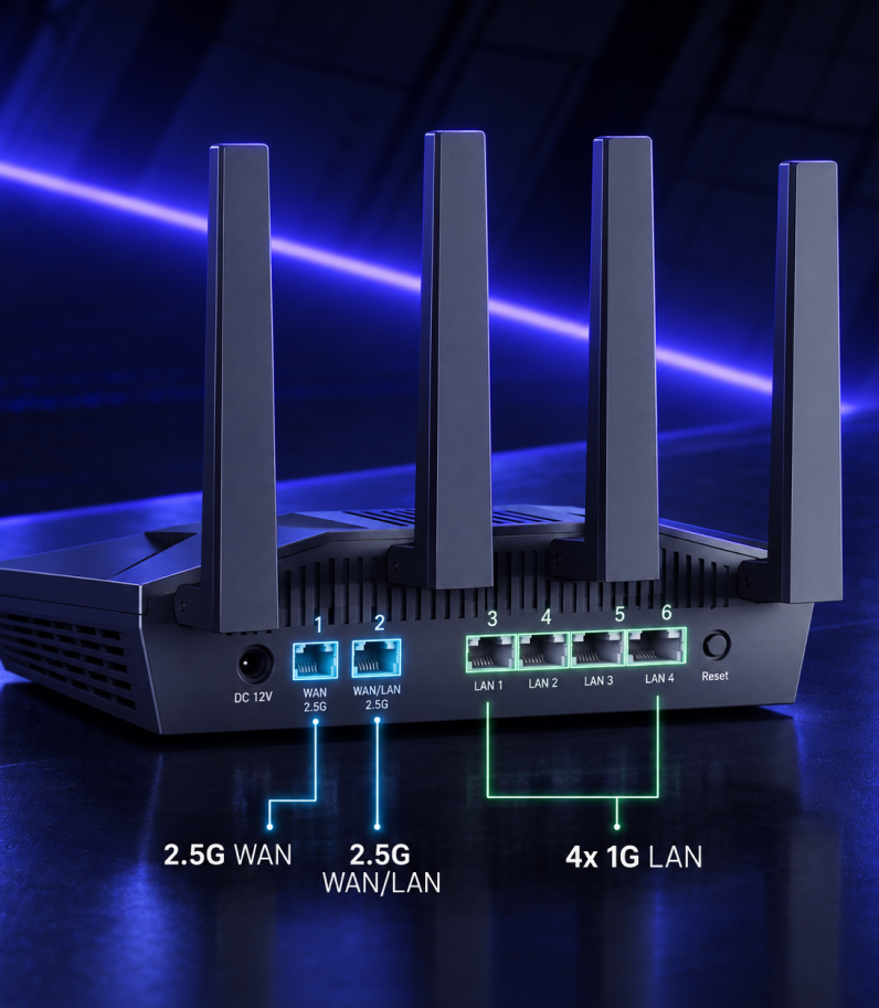 GL.iNet Flint 2 (GL-MT6000) 10 GL.iNet Flint 2 Ethernet Ports