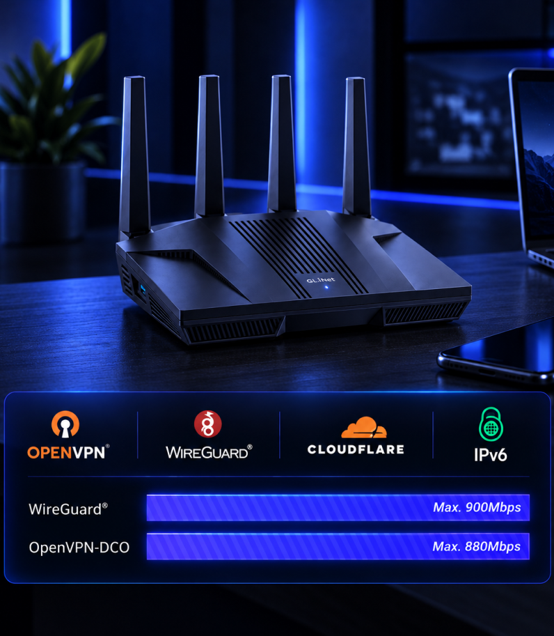 GL.iNet Flint 2 (GL-MT6000) 13 GL.iNet Flint 2 Fast VPN