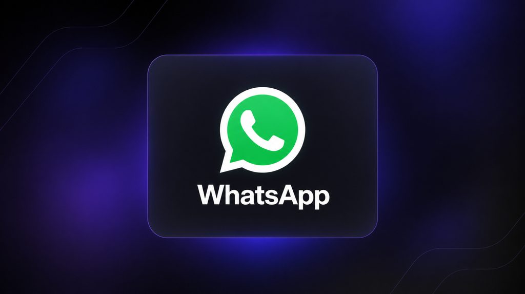 Логотип WhatsApp і назва сервісу на темному тлі