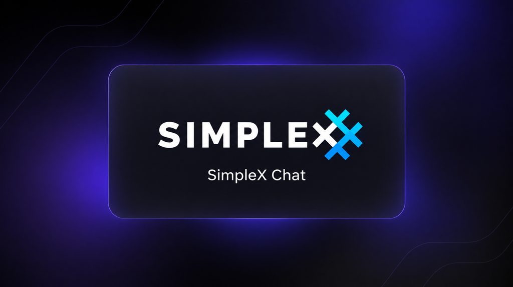 Логотип SimpleX Chat із біло-бірюзовим знаком на темному тлі