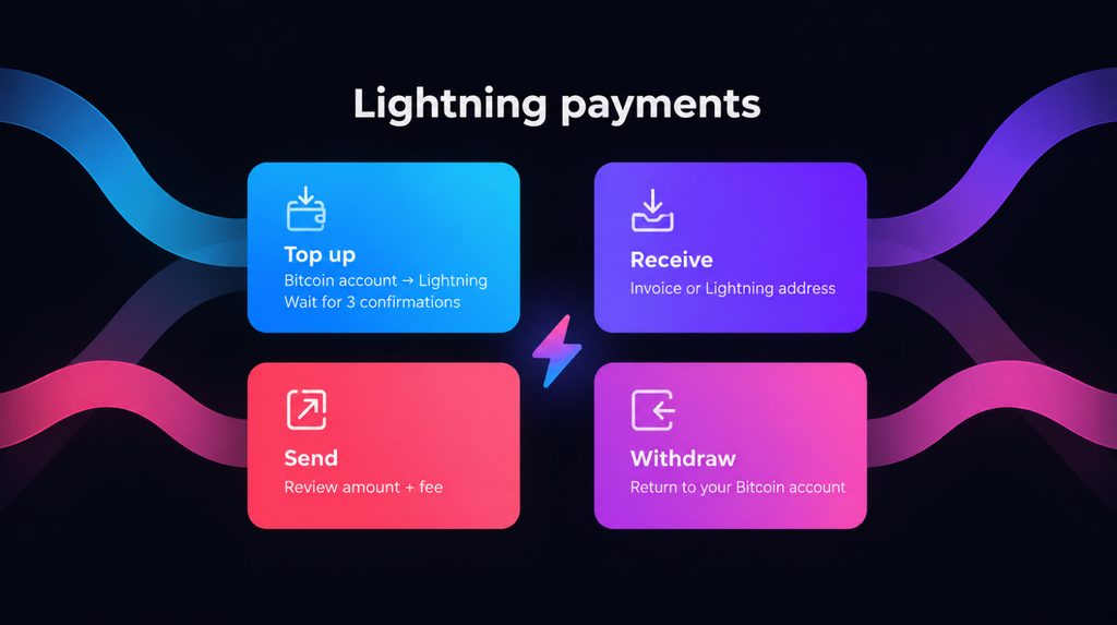 BitBoxApp Lightning payments: top up, receive, send and withdraw to a Bitcoin account