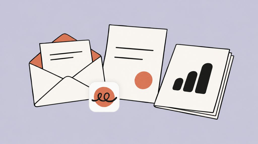 Email, invoice, and presentation beside the Claude Duet icon