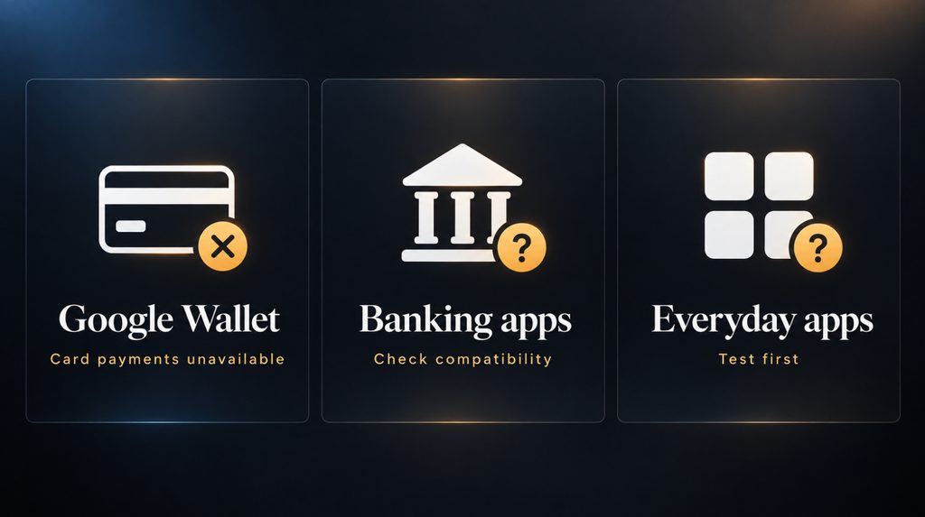 Сумісність GrapheneOS із Google Wallet, банківськими та повсякденними застосунками