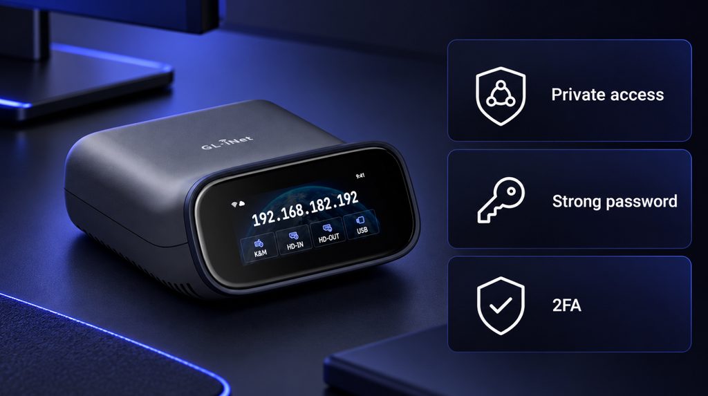 Comet Pro access security: a private network, a strong password, and two-factor authentication