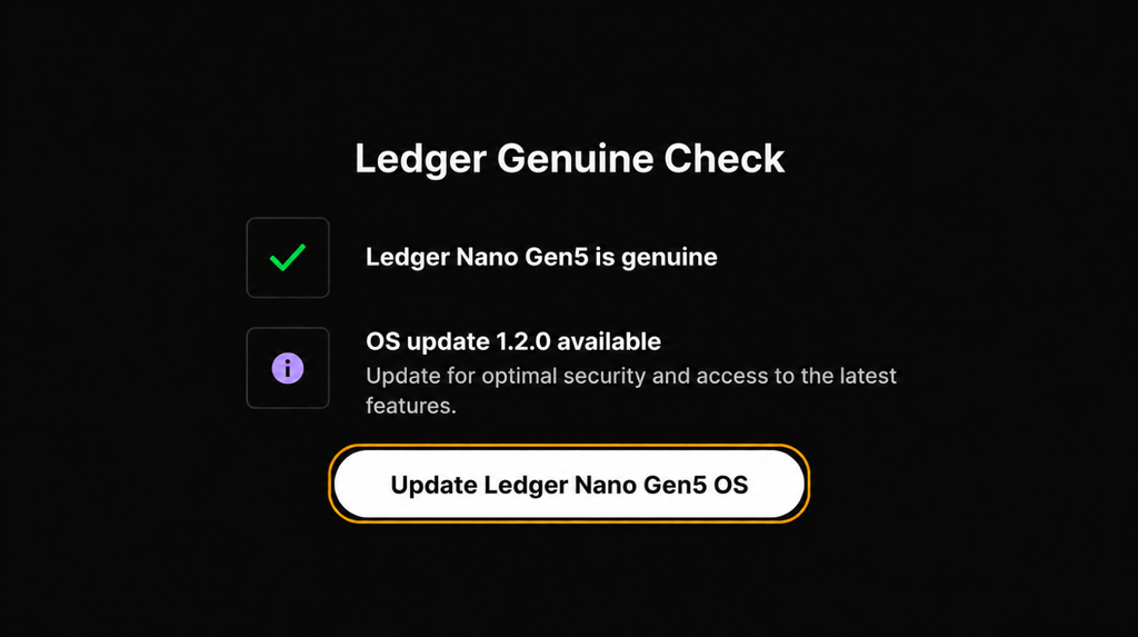 Ledger OS update offered in the app after a successful Genuine Check