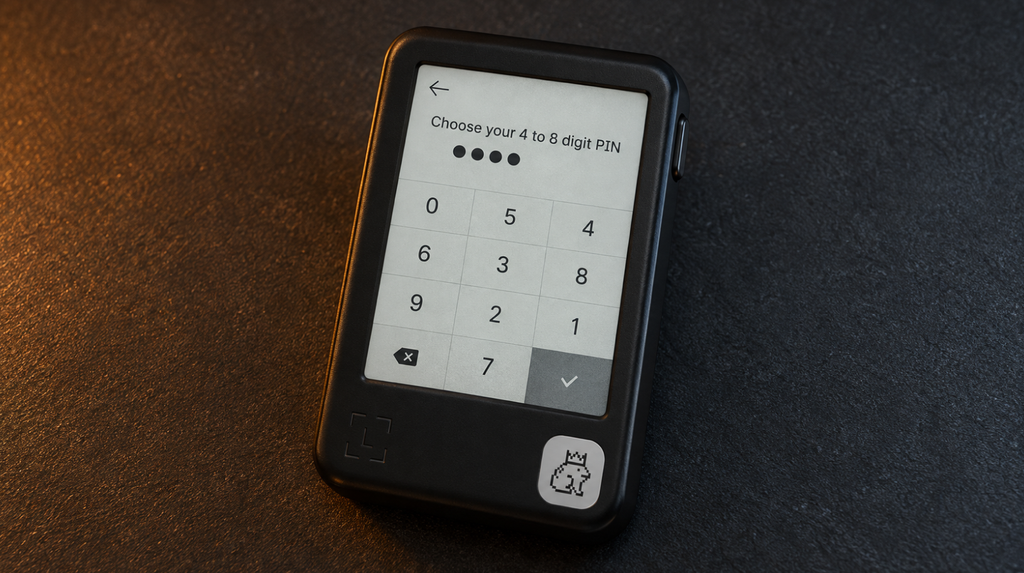 Екран Ledger Nano Gen5 для створення PIN-коду з 4–8 цифр