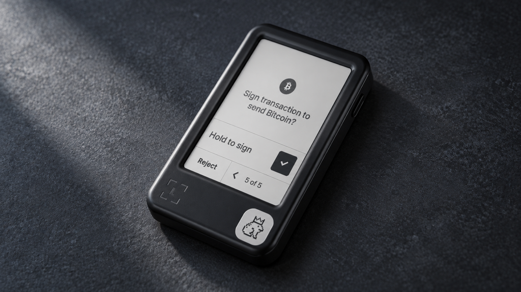 Ledger Nano Gen5 у чорному корпусі з сенсорним екраном E Ink