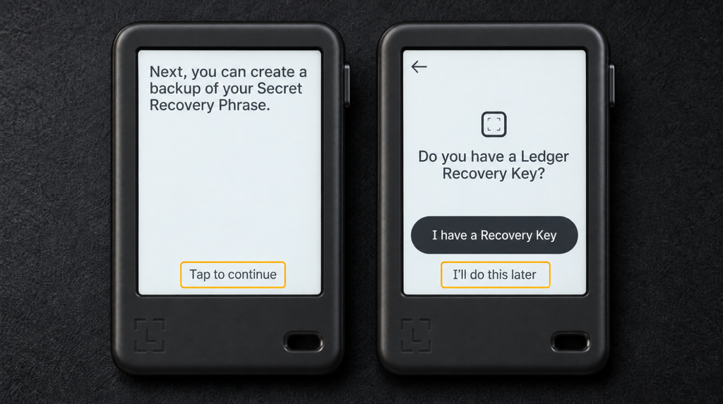 Ledger Recovery Key backup offer and I’ll do this later selection on Gen5