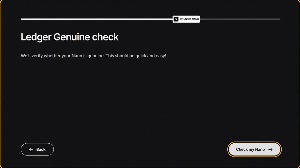 Starting the Ledger Nano X authenticity check with Check my Nano