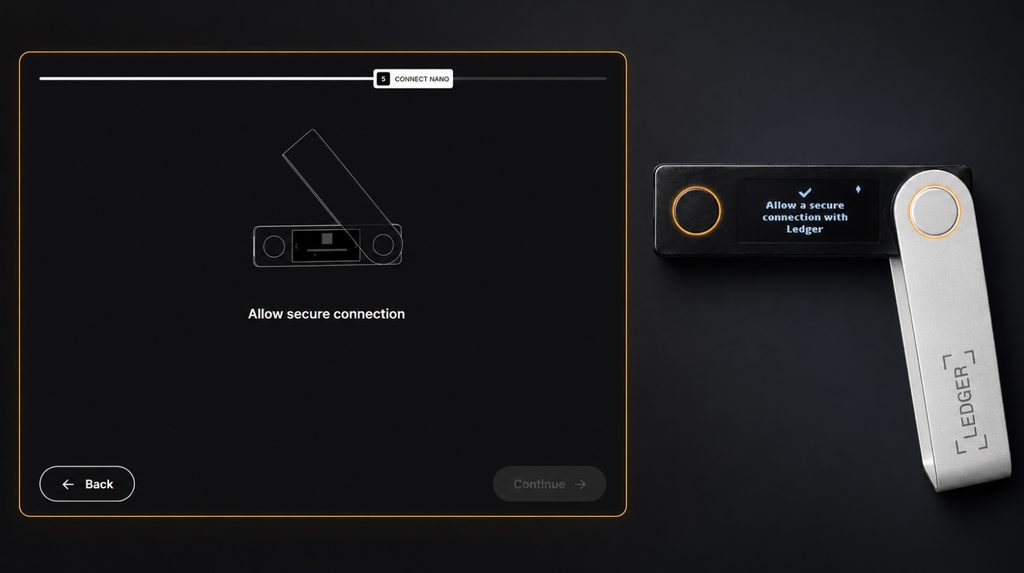 Approving a secure connection to Ledger Wallet on the Nano X