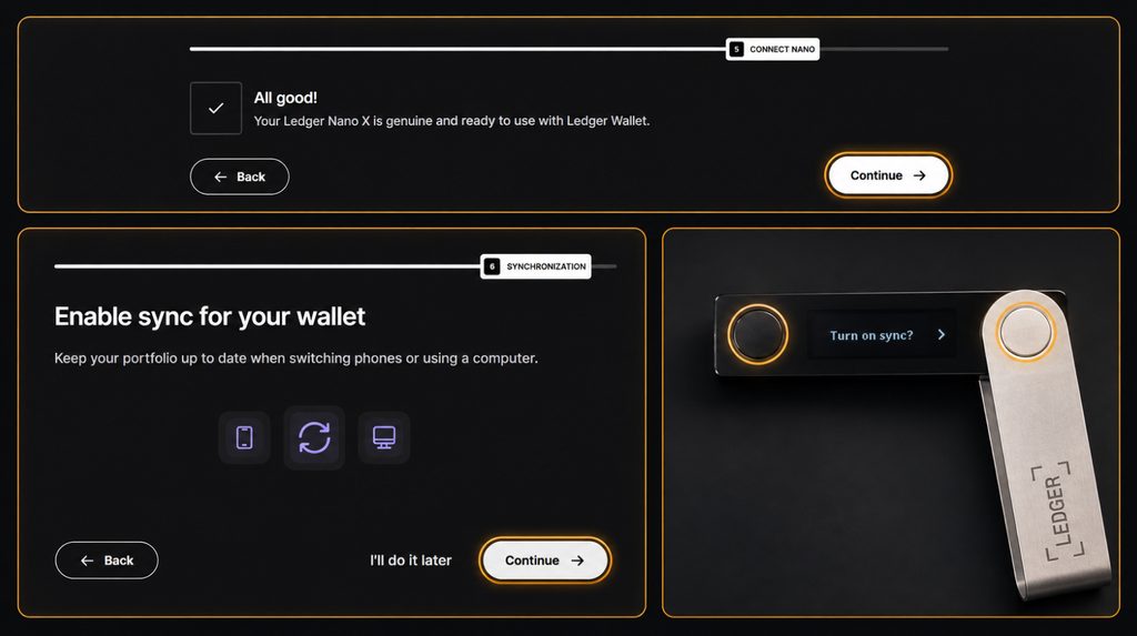 Successful Genuine Check and confirmation of Ledger Sync on the Nano X