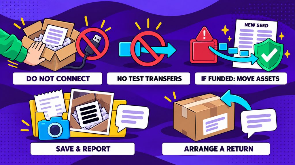 Wallet with a preset seed phrase: stop using it, move funds, save evidence, and arrange a return