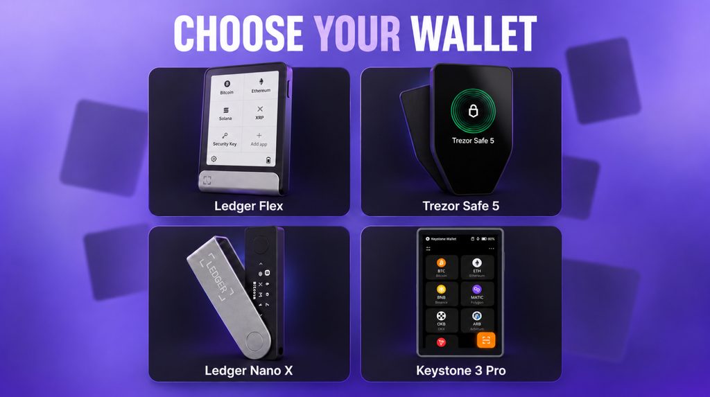 Перехід на апаратний гаманець: Ledger Flex, Trezor Safe 5, Ledger Nano X і Keystone 3 Pro
