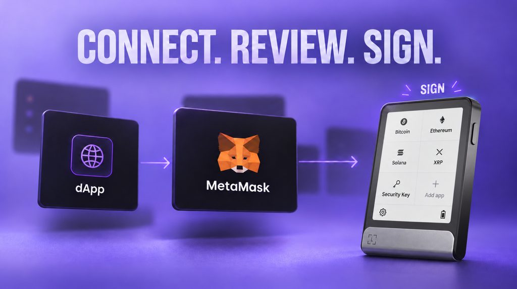 Підключення апаратного гаманця до MetaMask для перевірки та підписання запитів dApps