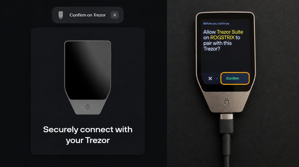Allowing Trezor Suite to connect to Safe 7 with confirmation on the device