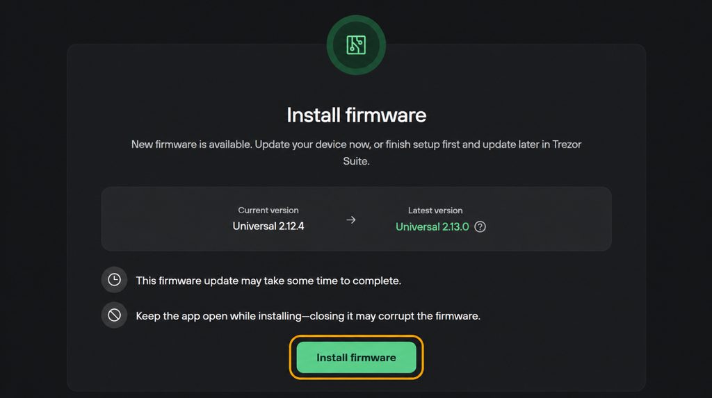 Safe 7 firmware update screen in Suite with Install firmware highlighted