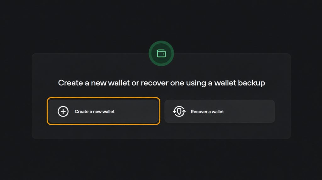 Selecting Create a new wallet to set up a new wallet on Safe 7