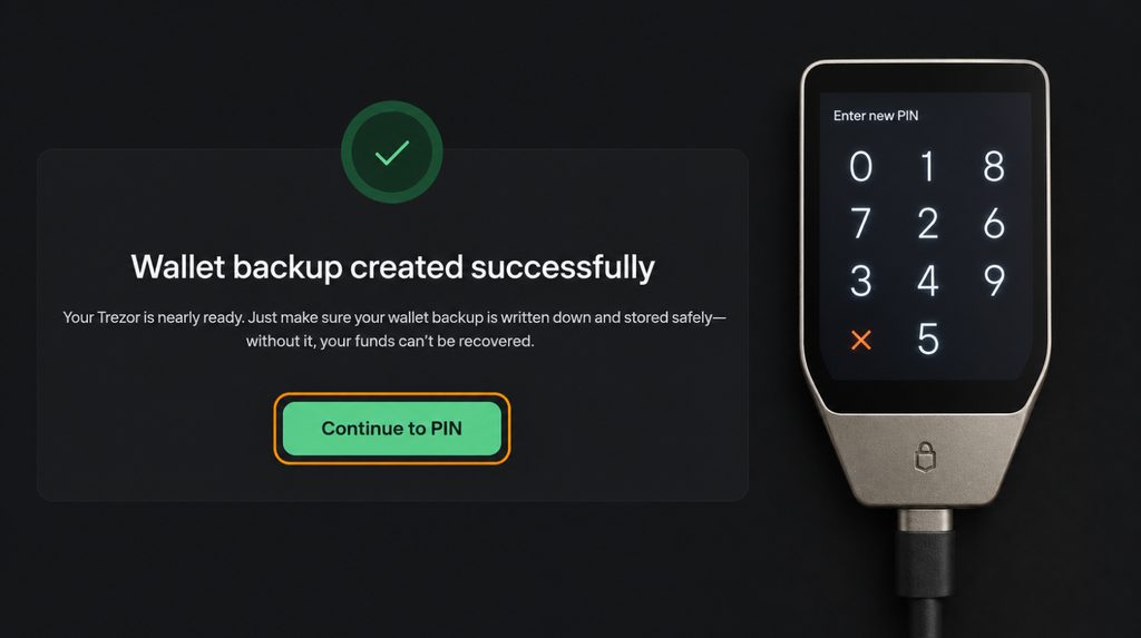 Continuing to PIN setup in Suite and the Safe 7 numeric keypad