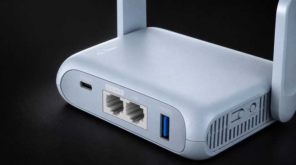 VPN-роутер GL.iNet Beryl AX с портами USB-C, WAN 2,5 Гбит/с, LAN и USB 3.0