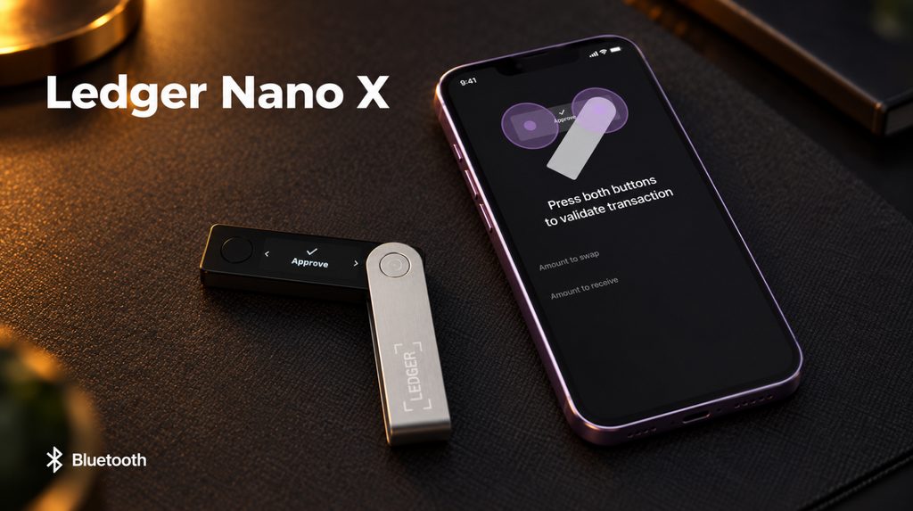 Ledger Nano X поруч зі смартфоном