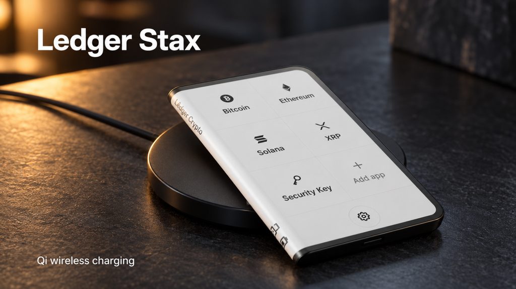 Ledger Stax на станції бездротового заряджання Qi