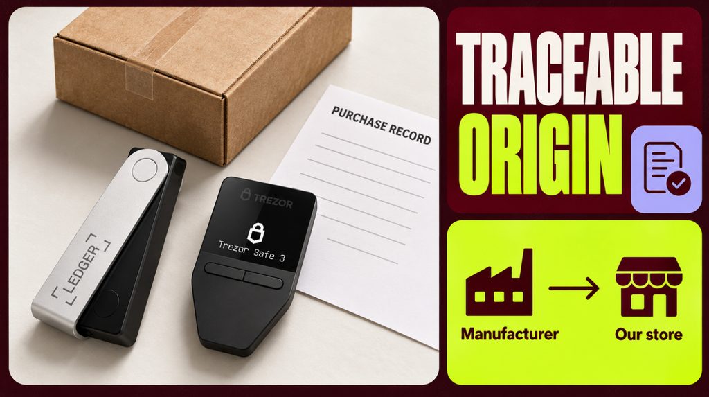Checking the origin of a Ledger Nano X and Trezor Safe 3 using purchase records