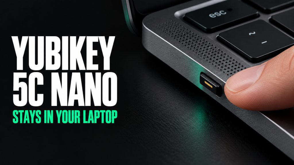 Компактный YubiKey 5C Nano в порту USB-C ноутбука